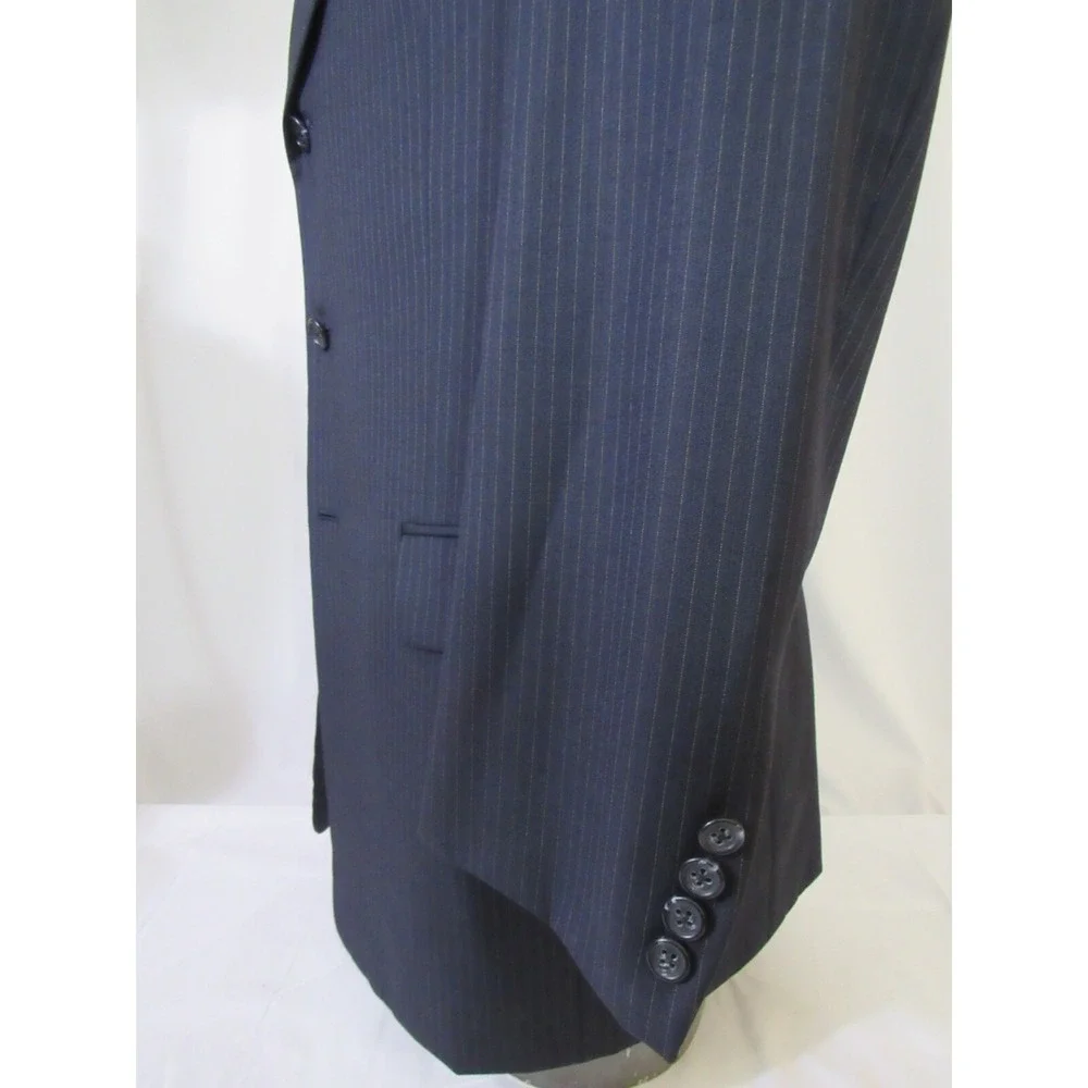 Hickey Freeman Collection Blue Pinstriped 3 Button Suit Jacket All Wool Size 41R
